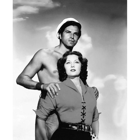 Rhonda Fleming - Jivaro White Modern Wood Framed Art Print by Hollywood Photo Archive