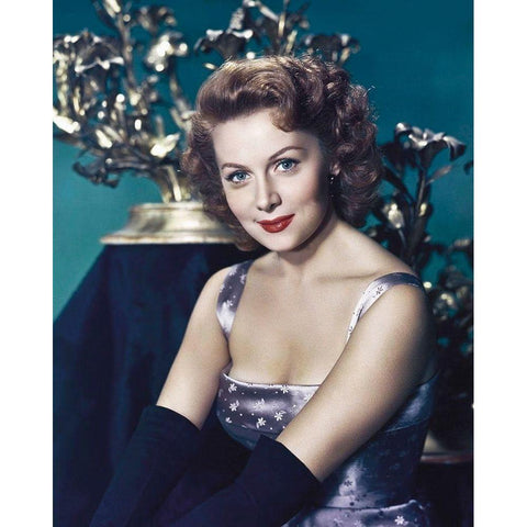 Rhonda Fleming Black Modern Wood Framed Art Print with Double Matting by Hollywood Photo Archive