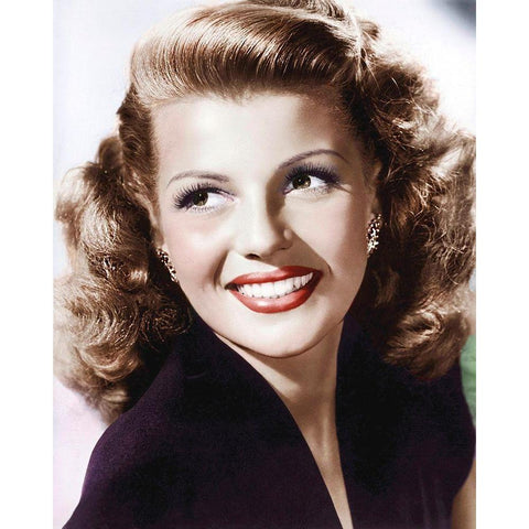 Rita Hayworth Black Modern Wood Framed Art Print with Double Matting by Hollywood Photo Archive