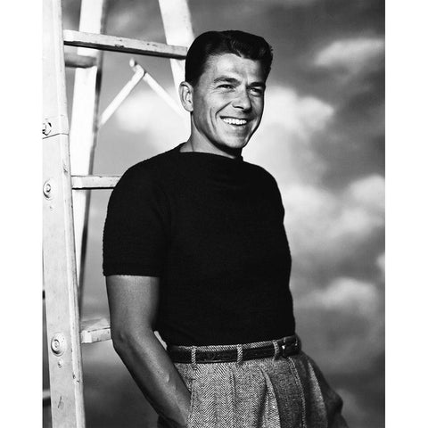 Ronald Reagan White Modern Wood Framed Art Print by Hollywood Photo Archive