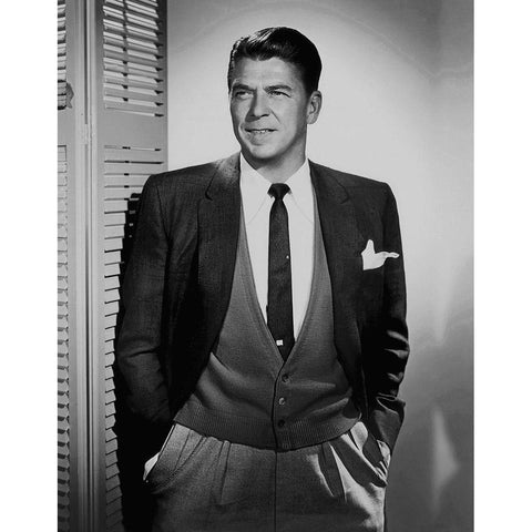 Ronald Reagan White Modern Wood Framed Art Print by Hollywood Photo Archive