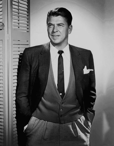 Ronald Reagan White Modern Wood Framed Art Print with Double Matting by Hollywood Photo Archive