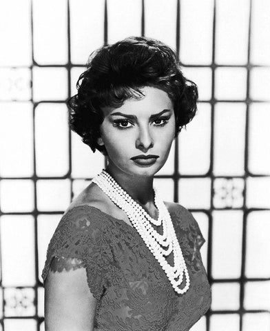 Sophia Loren White Modern Wood Framed Art Print with Double Matting by Hollywood Photo Archive