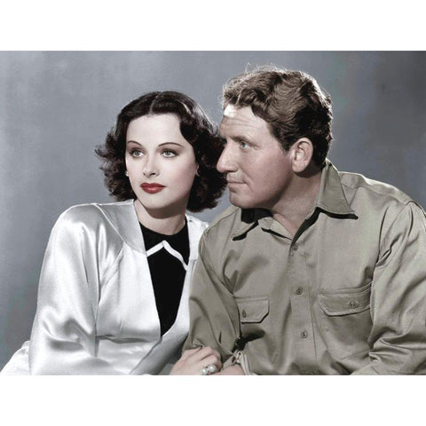 Spencer Tracy with Hedy Lamarr - Boom Town Gold Ornate Wood Framed Art Print with Double Matting by Hollywood Photo Archive