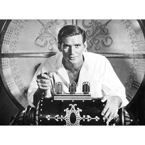 The Time Machine - Rod Taylor White Modern Wood Framed Art Print by Hollywood Photo Archive