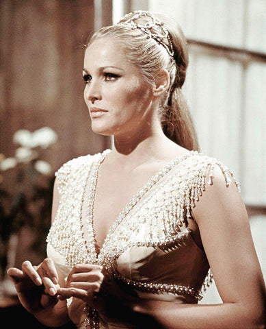 Ursula Andress Black Ornate Wood Framed Art Print with Double Matting by Hollywood Photo Archive