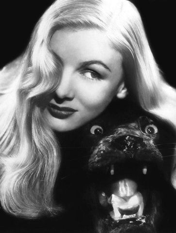 Veronica Lake Black Ornate Wood Framed Art Print with Double Matting by Hollywood Photo Archive