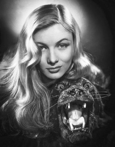 Veronica Lake Black Ornate Wood Framed Art Print with Double Matting by Hollywood Photo Archive