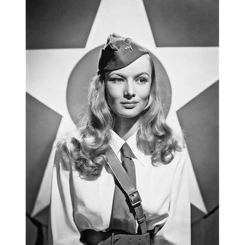 Veronica Lake Black Modern Wood Framed Art Print with Double Matting by Hollywood Photo Archive