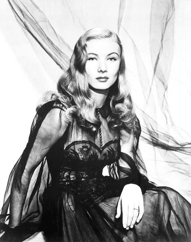 Veronica Lake Black Ornate Wood Framed Art Print with Double Matting by Hollywood Photo Archive