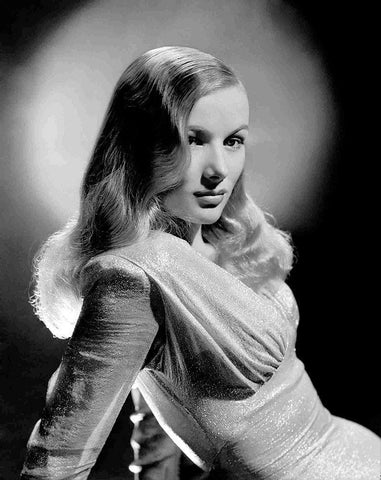 Veronica Lake White Modern Wood Framed Art Print with Double Matting by Hollywood Photo Archive