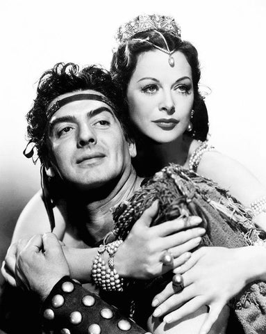 Victor Mature - Samson and Delilah White Modern Wood Framed Art Print with Double Matting by Hollywood Photo Archive