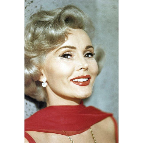 Zsa Zsa Gabor Black Modern Wood Framed Art Print with Double Matting by Hollywood Photo Archive