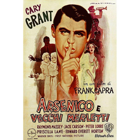 Italian - Arsenic and Old Lace - Cary Grant Gold Ornate Wood Framed Art Print with Double Matting by Hollywood Photo Archive