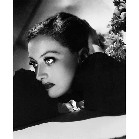 Joan Crawford Black Modern Wood Framed Art Print with Double Matting by Hollywood Photo Archive