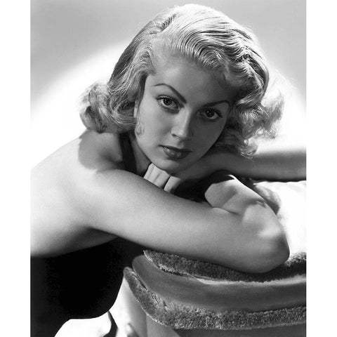 Lana Turner White Modern Wood Framed Art Print by Hollywood Photo Archive