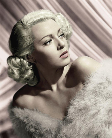 Lana Turner White Modern Wood Framed Art Print with Double Matting by Hollywood Photo Archive