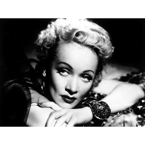 Marlene Dietrich Black Modern Wood Framed Art Print with Double Matting by Hollywood Photo Archive