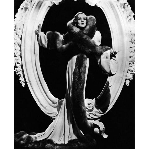 Marlene Dietrich Gold Ornate Wood Framed Art Print with Double Matting by Hollywood Photo Archive