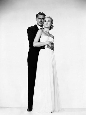 Cary Grant with Grace Kelly Black Ornate Wood Framed Art Print with Double Matting by Hollywood Photo Archive