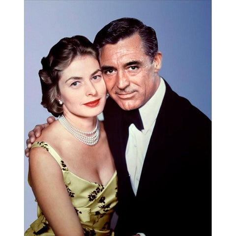 Cary Grant with Ingrid Bergman Black Modern Wood Framed Art Print with Double Matting by Hollywood Photo Archive