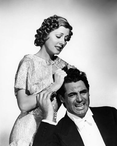 Cary Grant with Irene Dunne White Modern Wood Framed Art Print with Double Matting by Hollywood Photo Archive