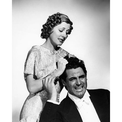 Cary Grant with Irene Dunne White Modern Wood Framed Art Print by Hollywood Photo Archive