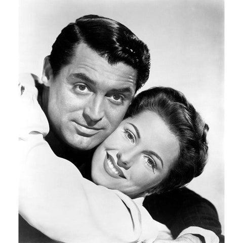 Cary Grant with Joan Fontaine - Suspicion White Modern Wood Framed Art Print by Hollywood Photo Archive