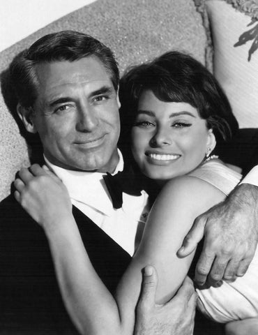 Cary Grant with Sophia Loren - Houseboat White Modern Wood Framed Art Print with Double Matting by Hollywood Photo Archive