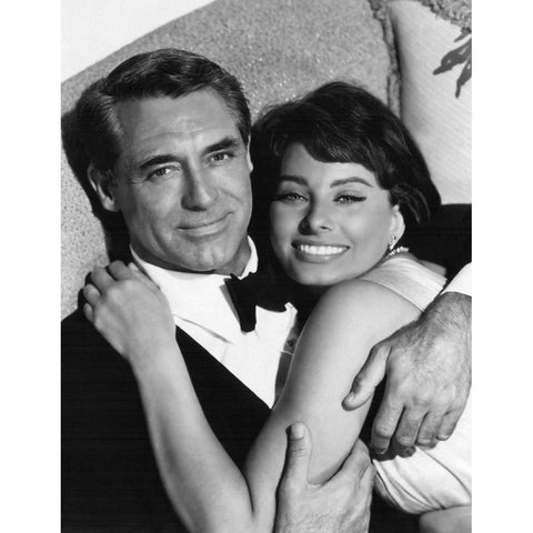 Cary Grant with Sophia Loren - Houseboat White Modern Wood Framed Art Print by Hollywood Photo Archive