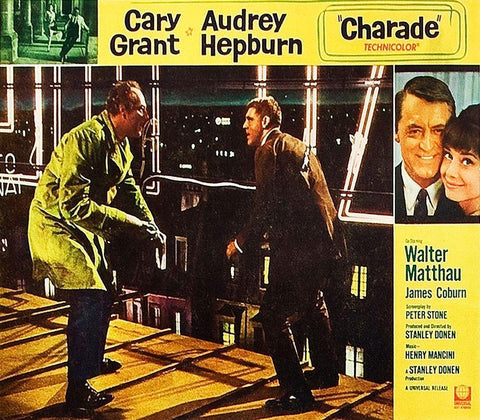 Cary Grant - Charade - Lobby Card Black Ornate Wood Framed Art Print with Double Matting by Hollywood Photo Archive