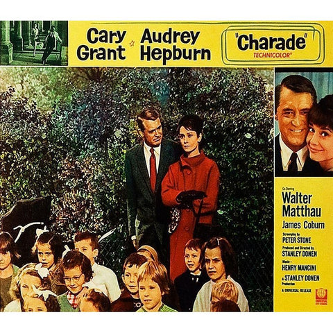 Cary Grant - Charade - Lobby Card Black Modern Wood Framed Art Print with Double Matting by Hollywood Photo Archive