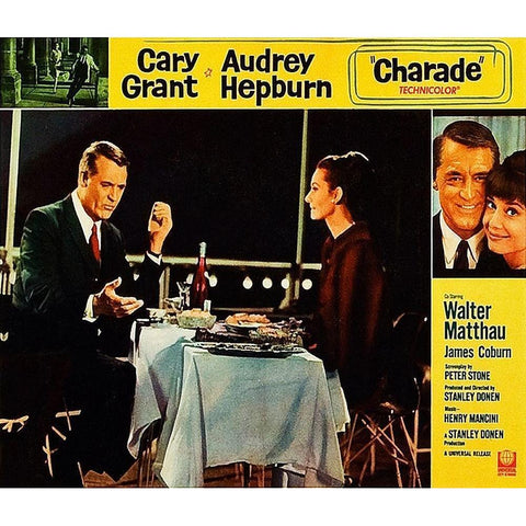 Cary Grant - Charade - Lobby Card Black Modern Wood Framed Art Print with Double Matting by Hollywood Photo Archive