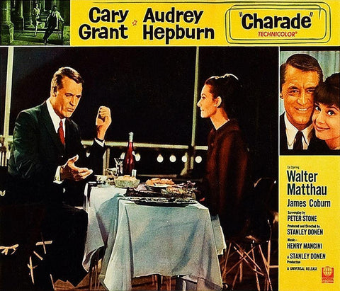 Cary Grant - Charade - Lobby Card Black Ornate Wood Framed Art Print with Double Matting by Hollywood Photo Archive