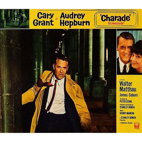 Cary Grant - Charade - Lobby Card Black Modern Wood Framed Art Print with Double Matting by Hollywood Photo Archive