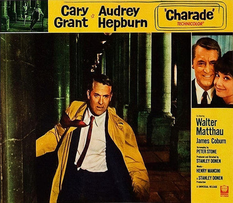 Cary Grant - Charade - Lobby Card Black Ornate Wood Framed Art Print with Double Matting by Hollywood Photo Archive