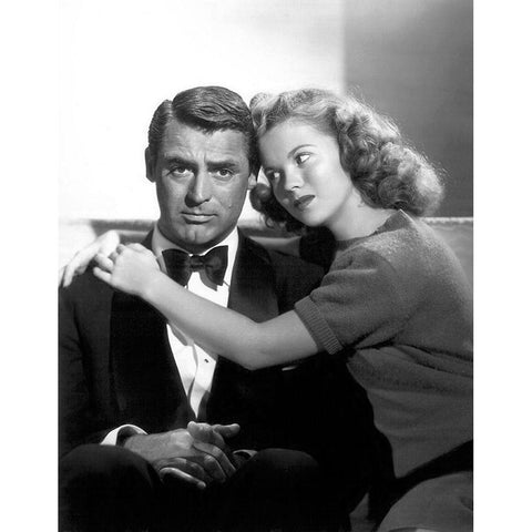 Cary Grant with Shirley Temple - The Bachelor and the Bobby-Soxer White Modern Wood Framed Art Print by Hollywood Photo Archive