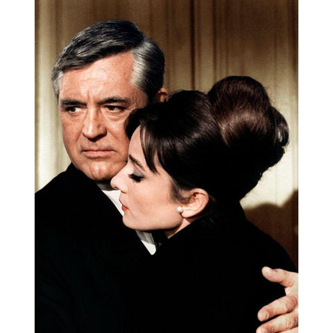 Cary Grant - Charade White Modern Wood Framed Art Print by Hollywood Photo Archive