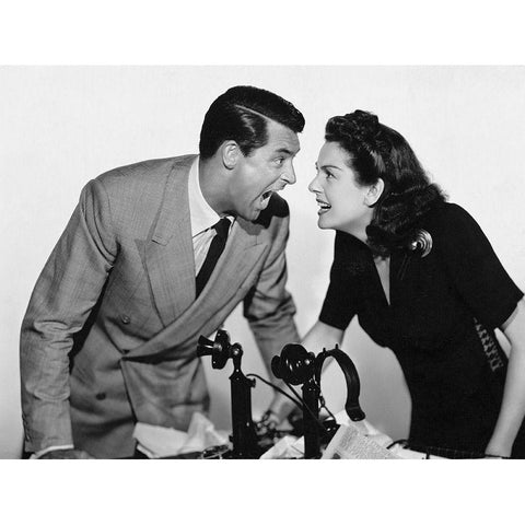 Cary Grant - His Girl Friday Black Modern Wood Framed Art Print by Hollywood Photo Archive