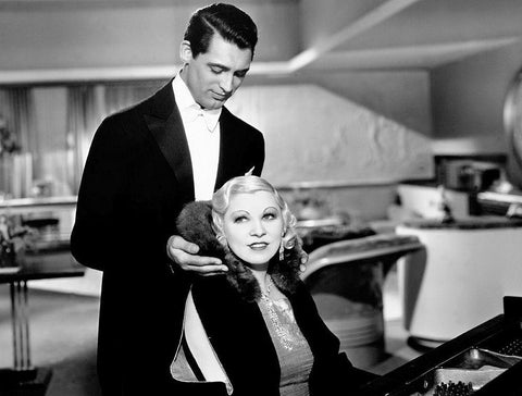 Cary Grant with Mae West - Im No Angel White Modern Wood Framed Art Print with Double Matting by Hollywood Photo Archive