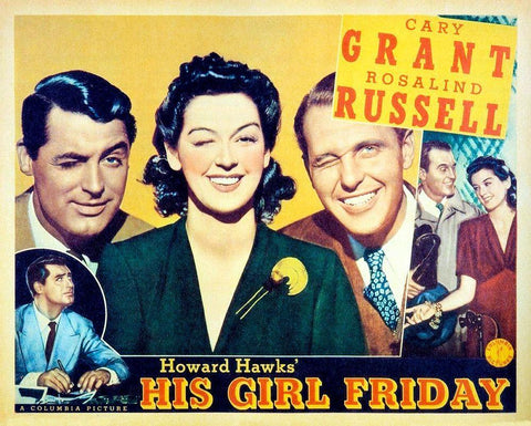 His Girl Friday - Lobby Card White Modern Wood Framed Art Print with Double Matting by Hollywood Photo Archive