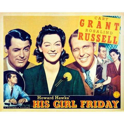 His Girl Friday - Lobby Card Black Modern Wood Framed Art Print with Double Matting by Hollywood Photo Archive