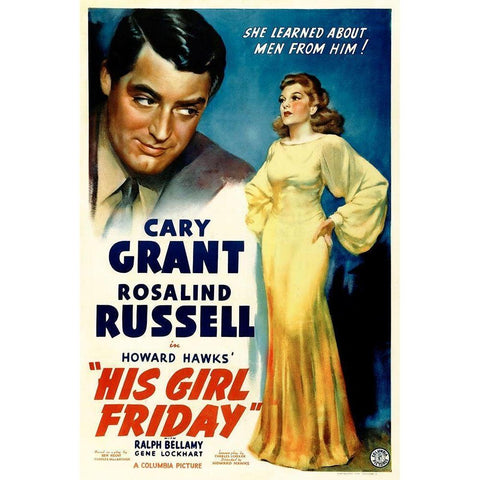 His Girl Friday Gold Ornate Wood Framed Art Print with Double Matting by Hollywood Photo Archive