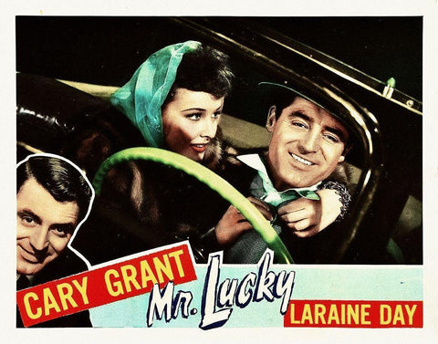 Mr. Lucky - Lobby Card Black Ornate Wood Framed Art Print with Double Matting by Hollywood Photo Archive