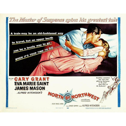 North by Northwest - Lobby Card Gold Ornate Wood Framed Art Print with Double Matting by Hollywood Photo Archive