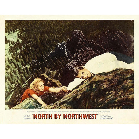 North by Northwest - Lobby Card Black Modern Wood Framed Art Print with Double Matting by Hollywood Photo Archive