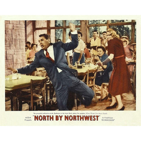 North by Northwest - Lobby Card Gold Ornate Wood Framed Art Print with Double Matting by Hollywood Photo Archive