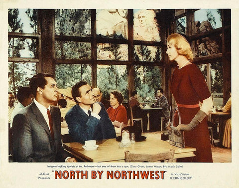 North by Northwest - Lobby Card Black Ornate Wood Framed Art Print with Double Matting by Hollywood Photo Archive