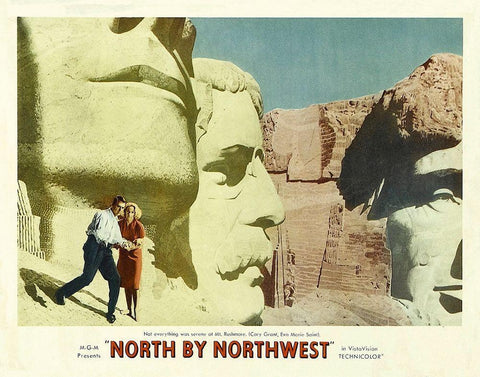 North by Northwest - Lobby Card Black Ornate Wood Framed Art Print with Double Matting by Hollywood Photo Archive