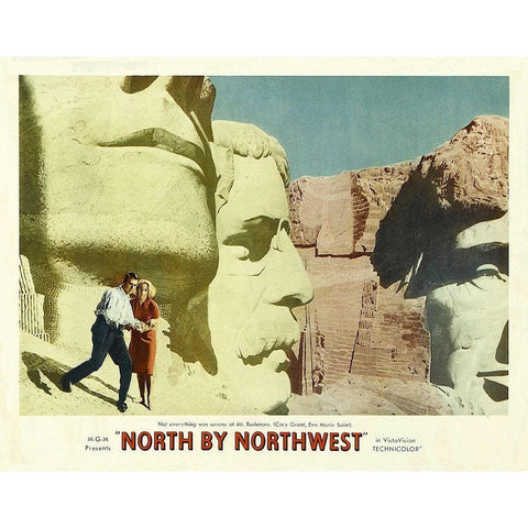 North by Northwest - Lobby Card Gold Ornate Wood Framed Art Print with Double Matting by Hollywood Photo Archive